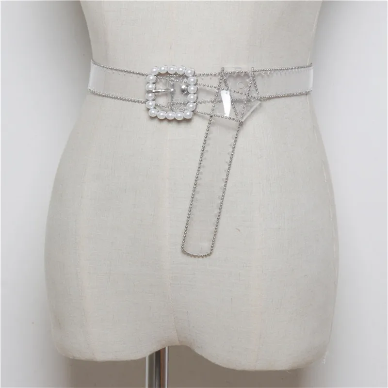 Mode Klart Bælte I Taljen Bælter Til Kvinder 2020 Gennemsigtig Hvid Perle Bælte Cinturon Mujer Plast Designer Linning Damer