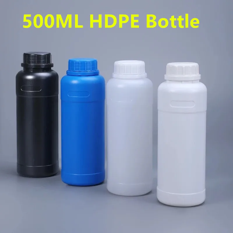 Hot Salg 500ml Runde Plastik Flaske med Låg for Kemiske Væsker, Lotion fødevaregodkendt HDPE Prøve Container 10STK/masse
