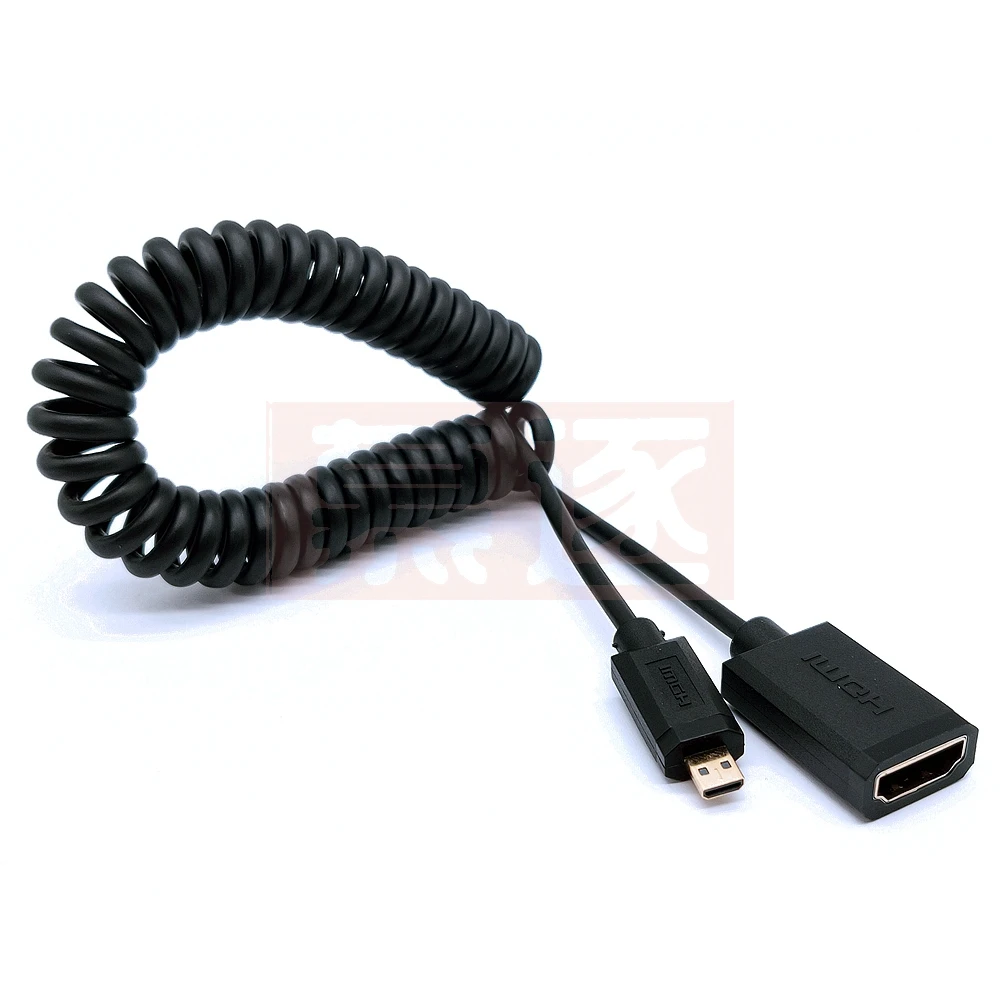 Superfin 1,8 M, HDMI til MINIHDMI Kabel-Micro HDMI mandlige og Kvindelige Strække Foråret Curl Fleksibelt Kabel, 4k*2k-60Hz 2.0 OD 3,0 mm