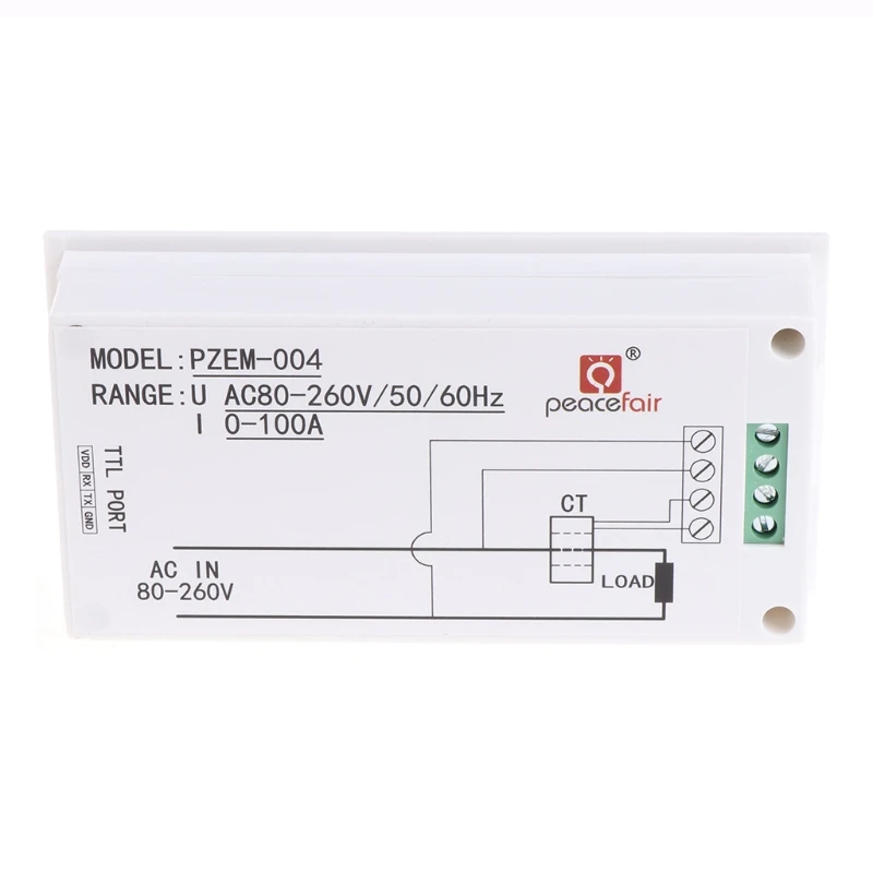 Høj Kvalitet 4in1 Digitalt Amperemeter Voltmeter Watt Power Energy Meter AC 80-260V 100A PZEM-004