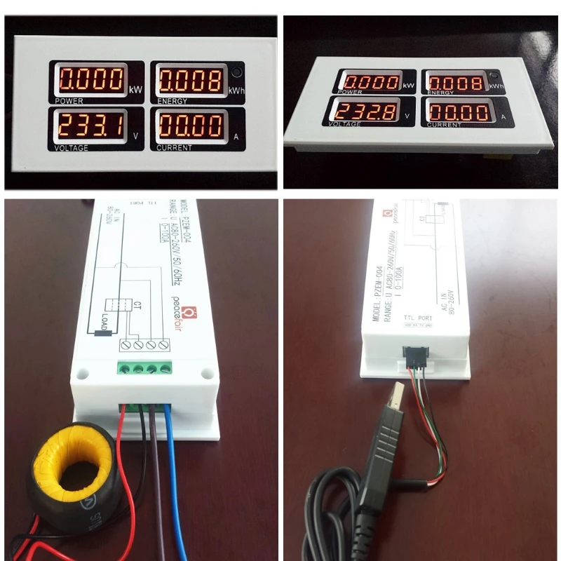 Høj Kvalitet 4in1 Digitalt Amperemeter Voltmeter Watt Power Energy Meter AC 80-260V 100A PZEM-004