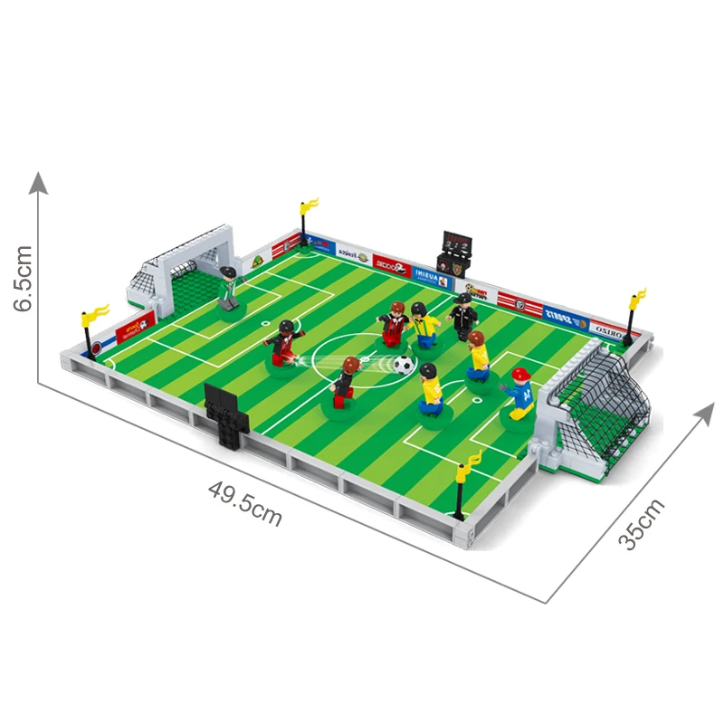 Ausini fodboldbane byggesten Legetøj til Drenge Mini-Tal Fodbold Spillere Constructor City Model Skaberen Kids Sports Spil