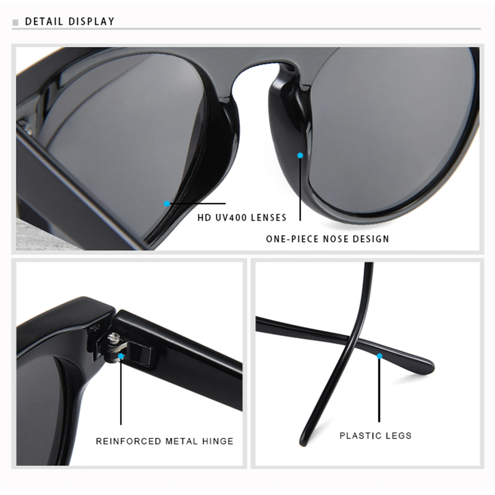 CONCHEN 2019 NYE Retro Polariserede Solbriller Mænd Kvinder Rund Ramme Brand Designer Mode Unisex solbriller Mandlige Stor Ramme UV400