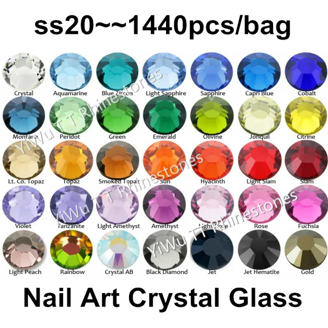 Super Shiny 1440pcs/taske,SS20 (4.6-4.8 mm), Multi-Farver Crystal AB 3D Fladskærms Tilbage Ikke Hotfix Nail Art Dekoration Rhinestones