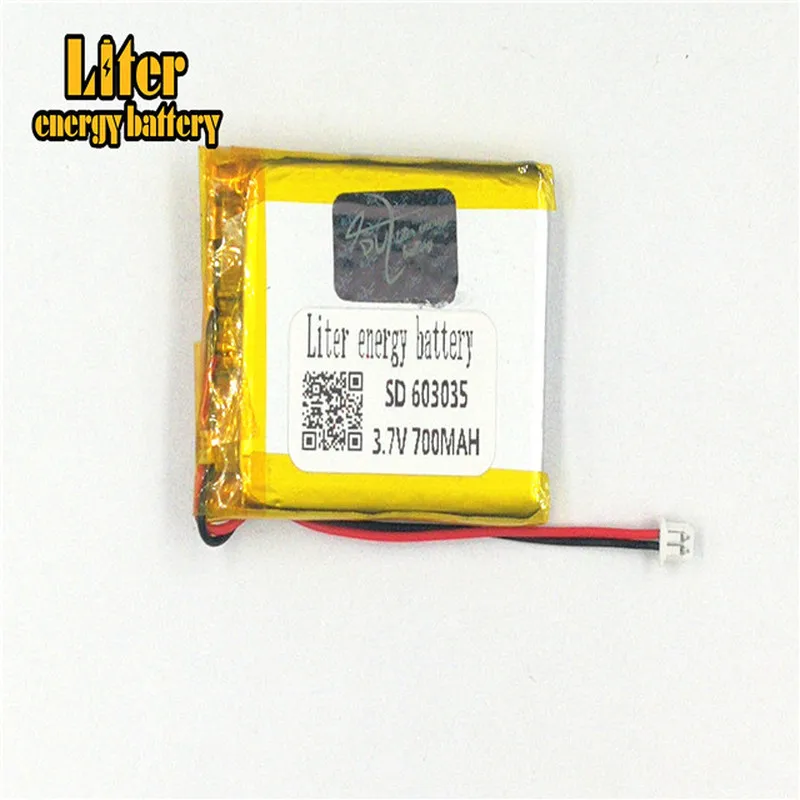 1,25 MM 2pin stik 3,7 V 603035 700mah Genopladeligt lipo batteri, MP3-MP4 MP5 lille legetøj