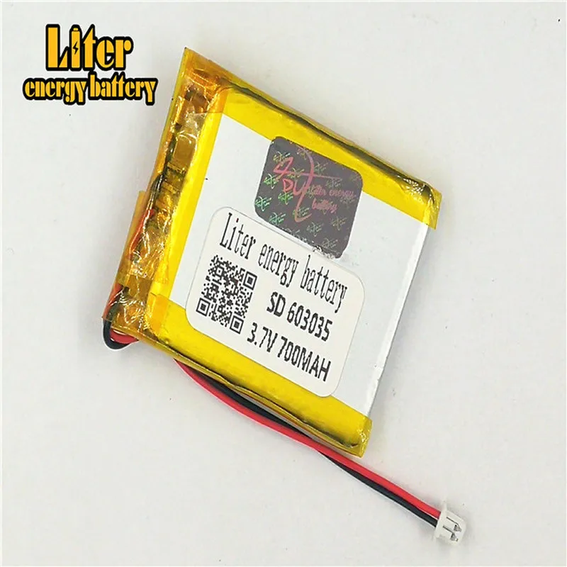 1,25 MM 2pin stik 3,7 V 603035 700mah Genopladeligt lipo batteri, MP3-MP4 MP5 lille legetøj