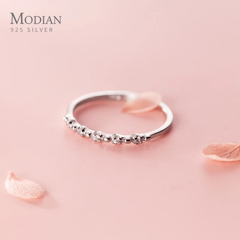 Modian Mode 925 Sterling Sølv Glimtende Zircon Justerbar Åbne Finger Slank Ring for Kvinder Girl Gratis Størrelsen Ring Fine Smykker