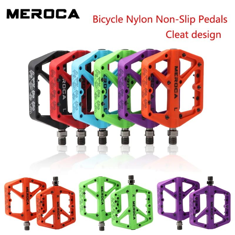 MEROCA mountain road bike nylon, non-slip pedalen er forsynet XC off-road pedal, non-slip bred pedal klampen design