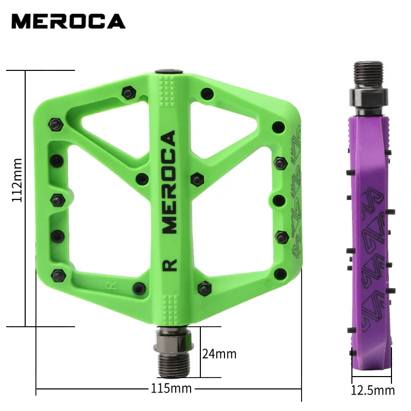 MEROCA mountain road bike nylon, non-slip pedalen er forsynet XC off-road pedal, non-slip bred pedal klampen design