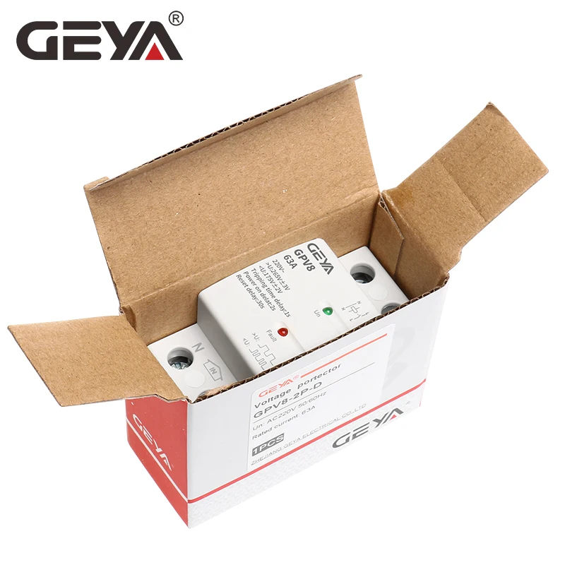 Gratis Forsendelse GEYA GPV8-63D/U 2Pole Din-Skinne Automatisk Genopretning Over og Under Spænding Beskyttende Enhed 32A 40A 50A 63A 220VAC