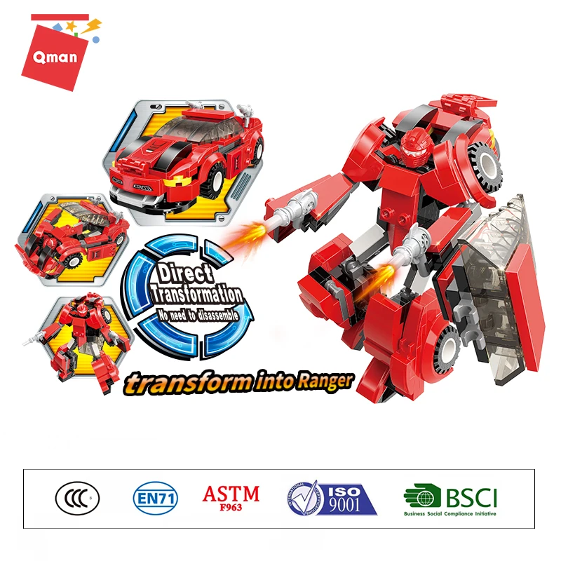 QMAN Transformation Robot Bil Action legetøj, Plastik Legetøj Action Figur Legetøj BEDSTE Gave Til Undervisning Børn byggesten