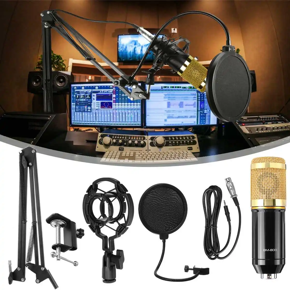 Bm 800 Mikrofon Optagelse Kits Bm800 Kondensator Mikrofon til Computeren Phantom Power Bm-800 Karaoke mikrofon lydkort