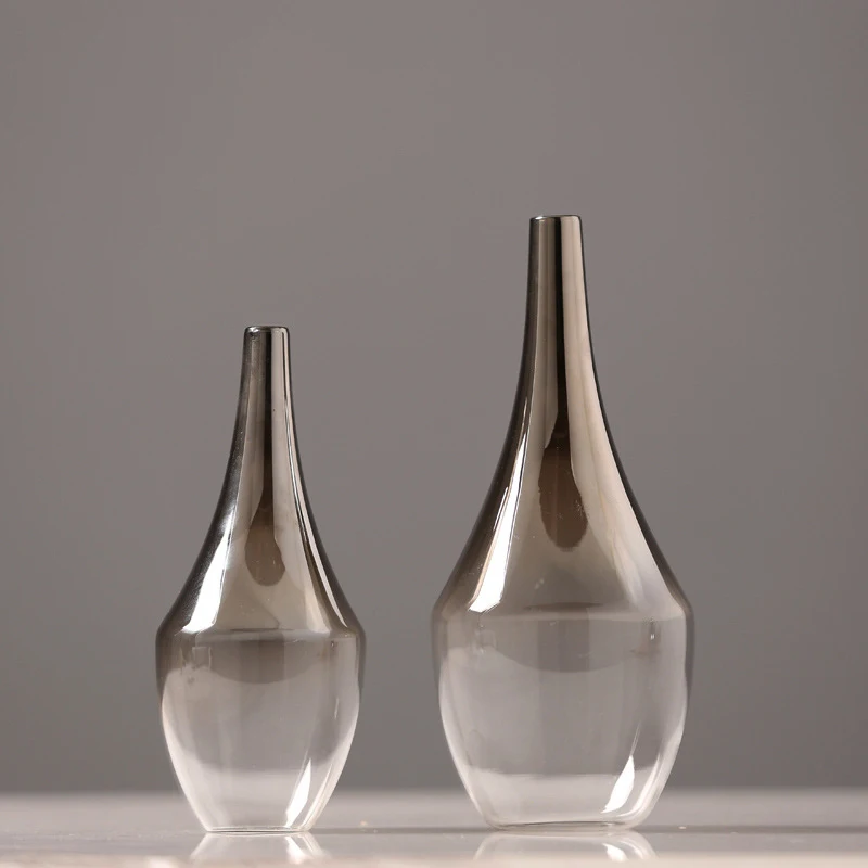 Moderne Minimalistisk Vase Dekoration Glas Belægning Gradient Lille Blomst Hjem Stue, Spisestue, Tv-Kabinet Tørrede Blomster Vase
