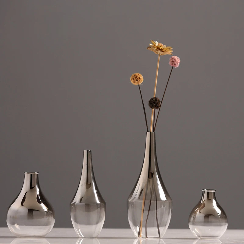 Moderne Minimalistisk Vase Dekoration Glas Belægning Gradient Lille Blomst Hjem Stue, Spisestue, Tv-Kabinet Tørrede Blomster Vase