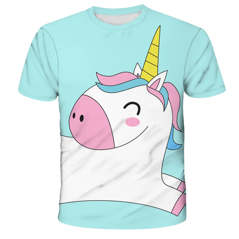 2020 Søde Mode 3D-Tegnefilm T-Shirt børnetøj Sommer Kort Trykt Unicorn t-shirt til Drenge Streetwear Teenager Børn Toppe