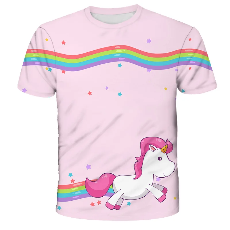 2020 Søde Mode 3D-Tegnefilm T-Shirt børnetøj Sommer Kort Trykt Unicorn t-shirt til Drenge Streetwear Teenager Børn Toppe
