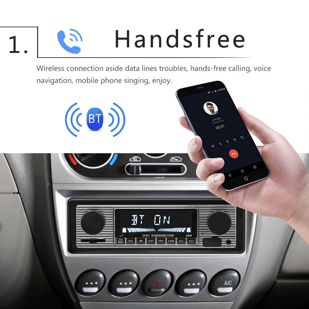 Podofo bilradioer 1 Din Bluetooth MP3 Multimedia-Afspiller, AUX -, USB FM12V Classic Auto Stereo Receiver Lyd-Afspiller El-Bil