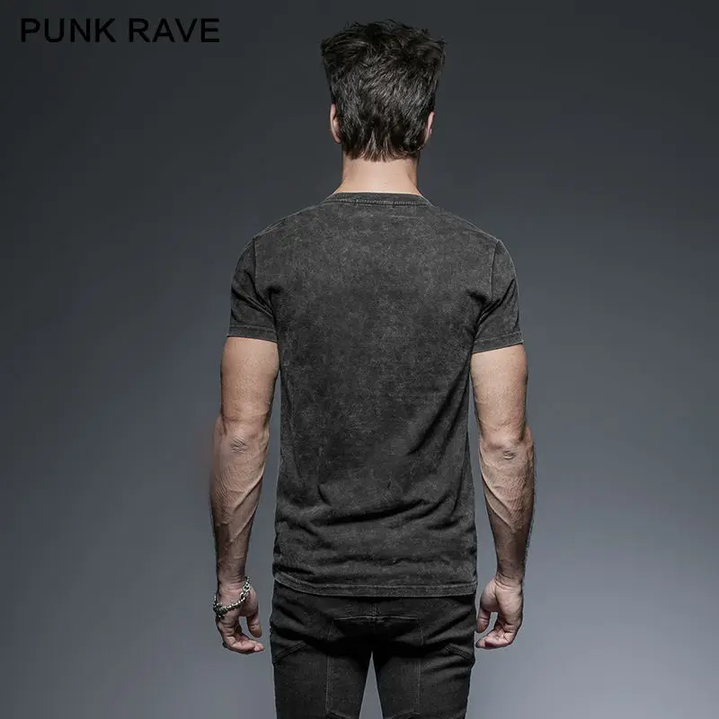 Punk Rave Mænds Shirt T-shirt Gotiske Goth Steampunk Damp Rock, Heavy Metal Sort Top Korte ærmer T424