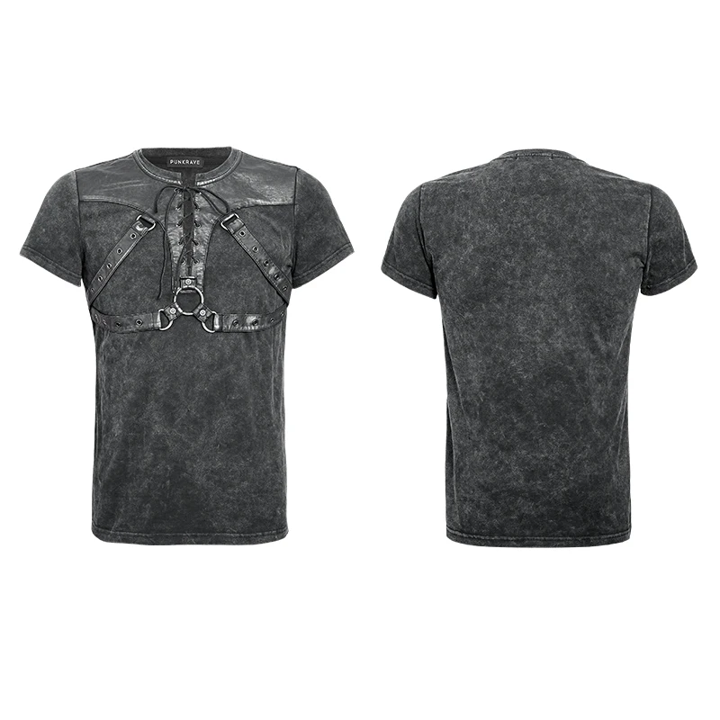 Punk Rave Mænds Shirt T-shirt Gotiske Goth Steampunk Damp Rock, Heavy Metal Sort Top Korte ærmer T424