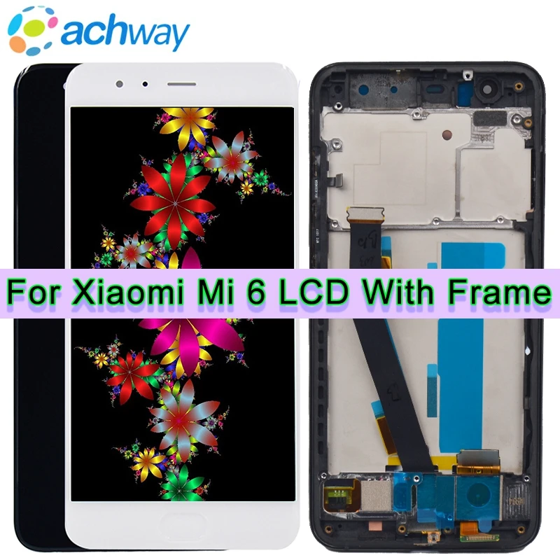 Ny til Xiaomi Mi 6 LCD Display + Touch Screen Digitizer Assembly mi 6 med ramme Udskiftning 5.15
