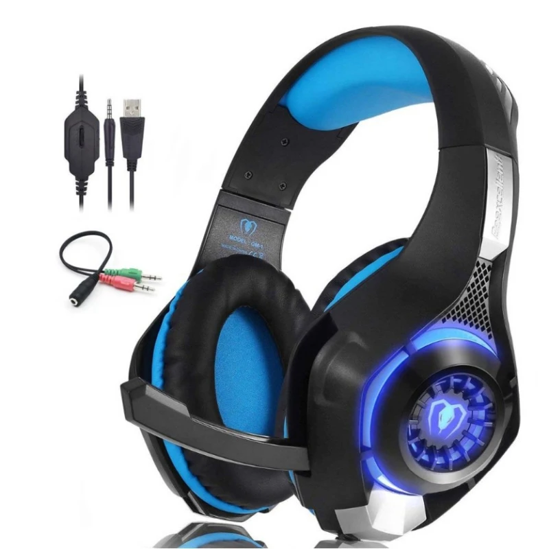 Professional Gaming Headset Hovedtelefon Kabel Gamer Hovedtelefon Stereo Sound Headset med Mikrofon LED-Lys Til PC Gamer Computer