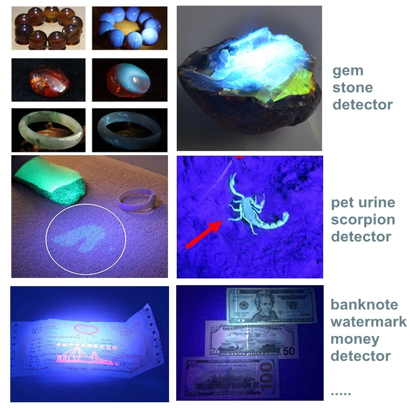 TopCom UV 365nm XPE Blacklight Scorpion UV-Lys Pet Urin Detektor, Zoomable Ultraviolet Lommelygte