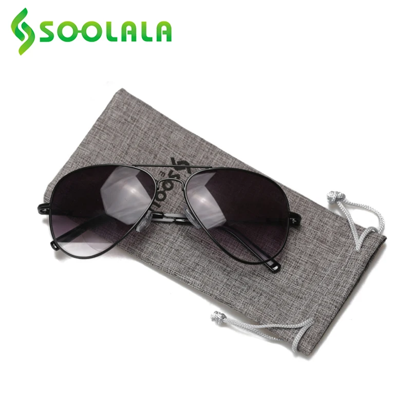 SOOLALA Metal Bifokale Solbriller, læsebriller Kvinder Mænd Briller Okulary Bifokale Briller +1.0 1.5 2.0 2.5 3.0 3.5