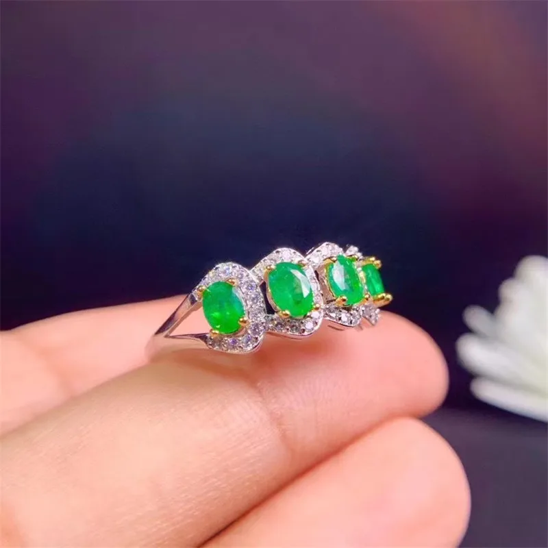 Nye 925 Sølv Ring Smaragd Ring Naturlige Real Emerald Fødselsdag, Gave, God Farve Storhed I Design-Ren Føle Engagement Ring