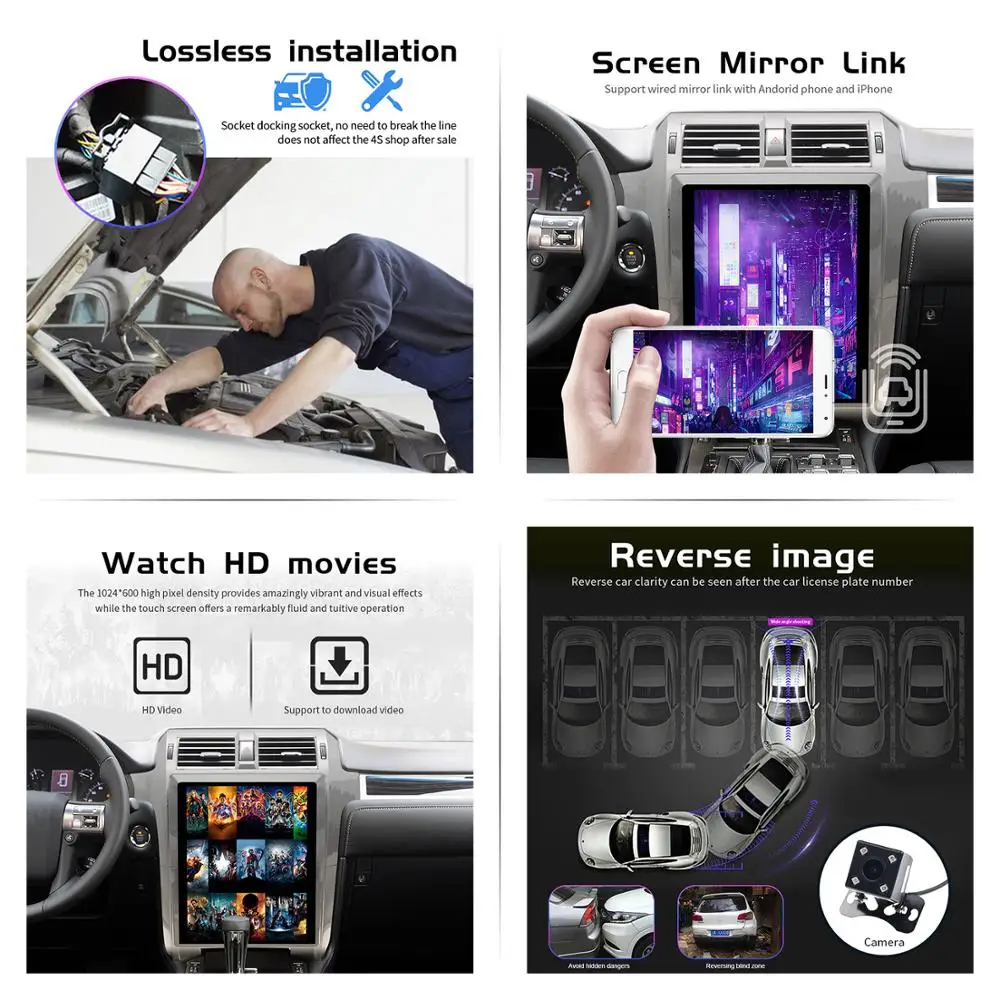 Tesla stil, Stor Skærm, Android 9.0 Car Multimedia afspiller til For Lexus GX400 GX460 2010-2016 bil gps Navi Radio Stereo head unit
