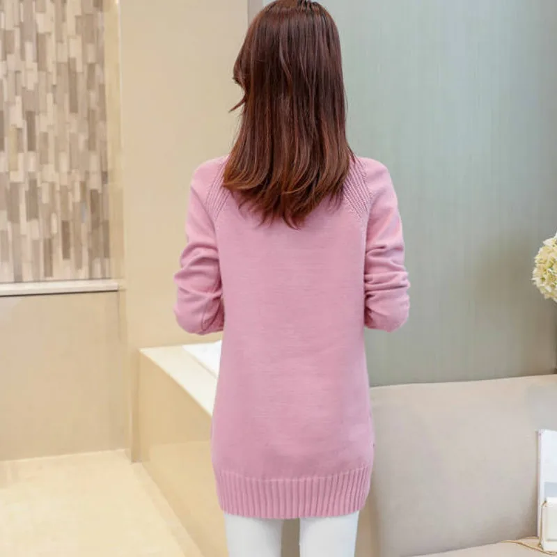 Pullovere Kvinders Plus Størrelse 4XL Halv-rullekrave Farverige Lange Trøjer Efteråret koreanske Casual Mode Vintage Dame Enkel Strikket