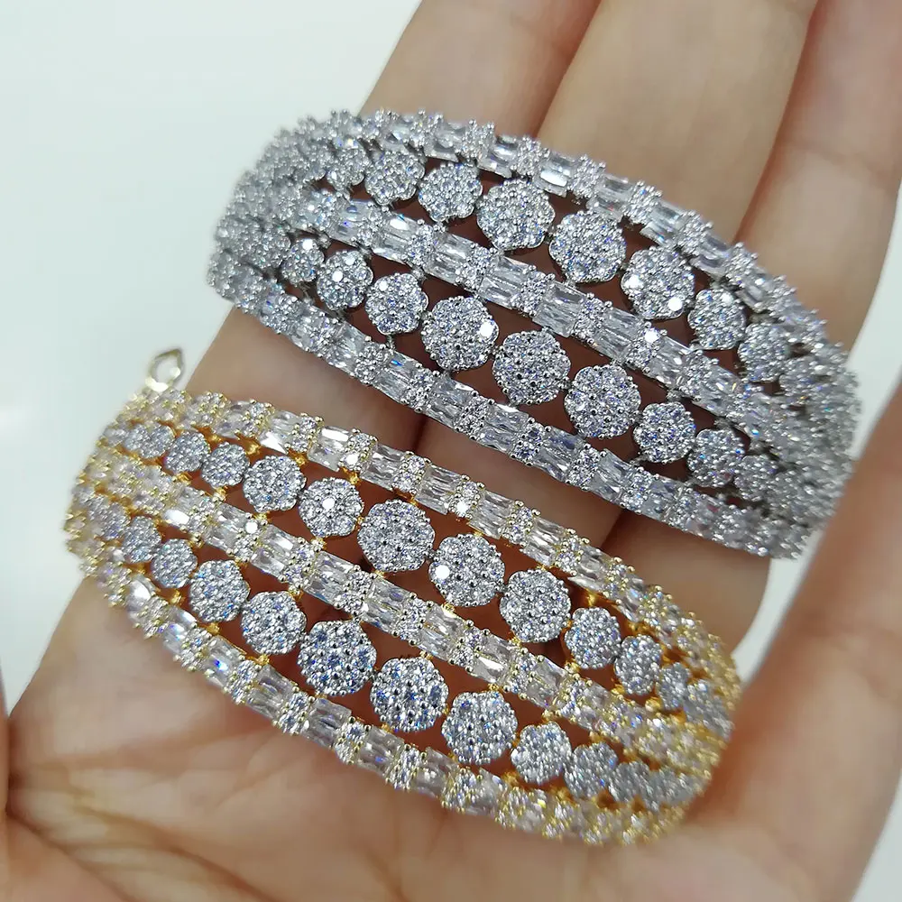 GODKI 2020 Luksus 5 Rækker Stabelbare Afrikanske Armbånd Til Kvinder Bryllup Fuld Cubic Zircon Krystal CZ Dubai Party Armbånd Smykker