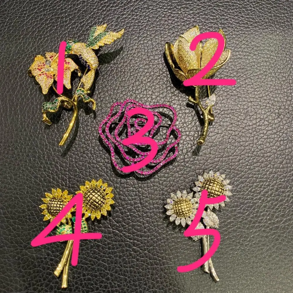 Søde romantiske blomst-broche, steg mangnolia blomst solsikke og fugl broche pins fashion kvinder smykker gratis fragt