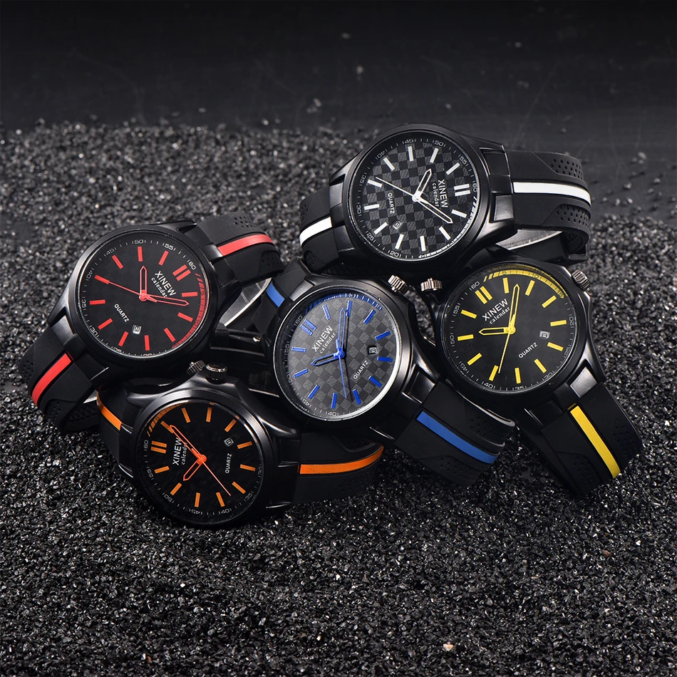 Engros Berømte Mærke XINEW Herre Sports Ure Dato, Kalender, Mekaniske Armbåndsure Silikone Strap Watch Relogio Masculino Marca