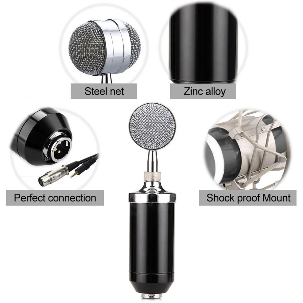 BM 8000 Professionel Kondensator Mikrofon-3,5 mm Kabel Studie Mikrofon Med Pop-Filter og Shock Mount For Karaoke Computer Bærbar pc