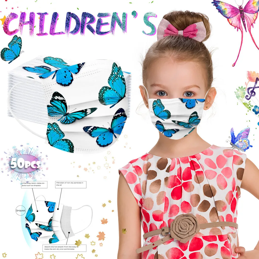 50/100pcs Ansigt Masker til Voksne Børn, der er 3 Disponible Farver Trykt Butterfly Maske Ansigt sheild Mascarillas Mascarar
