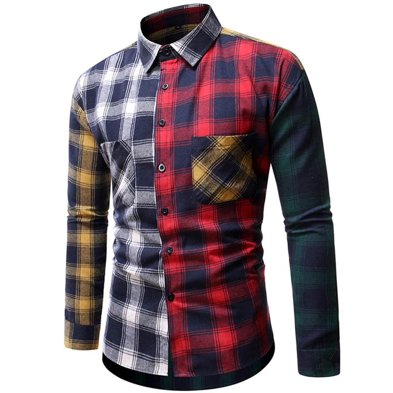 Aolamegs Mænd Shirts Hit Farve Plaid Shirt Langærmet Shirt Til Mænd Bomuld Baggy Hyggelig Vintage Mode Unge Mandlige Efteråret Streetwear