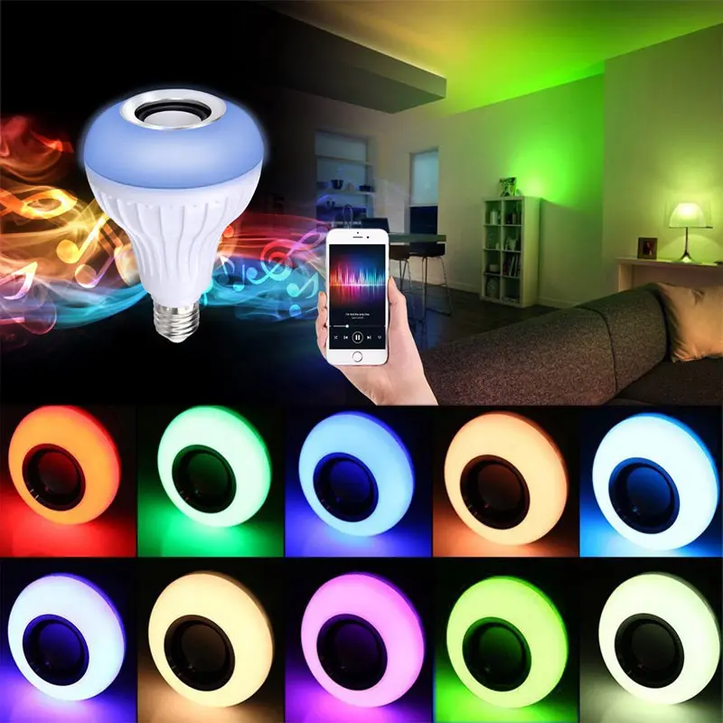 BRELONG LED Pære Bluetooth Højttaler, 6W E27 RGB Udskiftning Lys Trådløse Stereo-Lyd med 24-Nøglen, Fjernbetjeningen