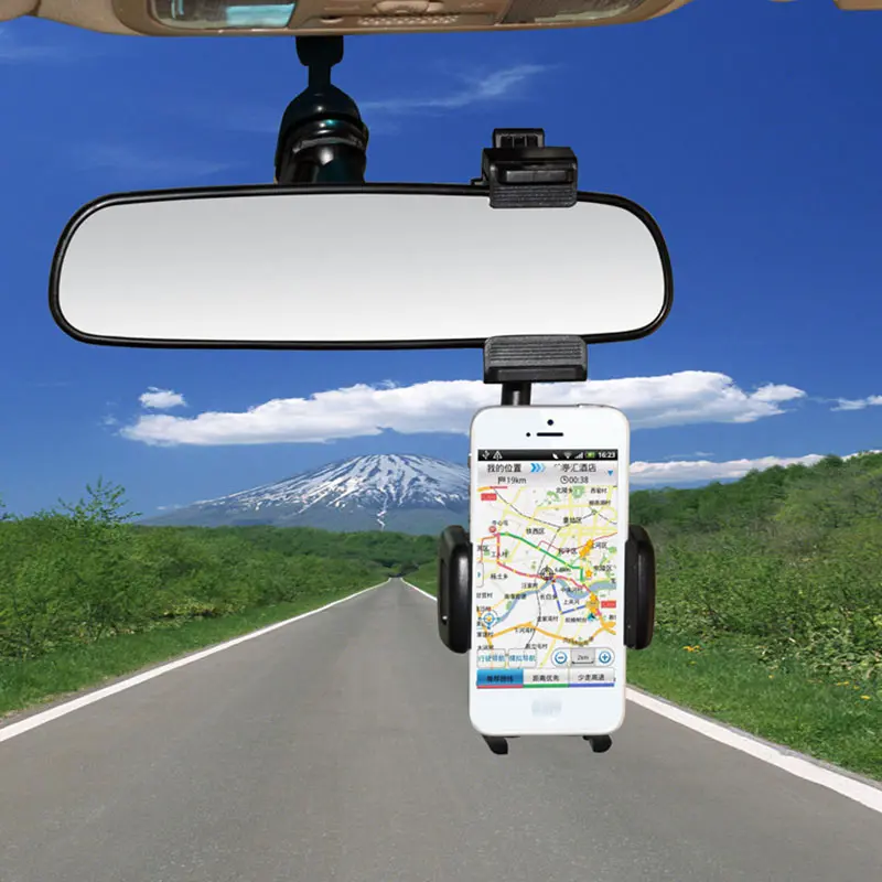 Bilen Indvendigt førerspejl Smartphone Montere Holderen 360-Graders Vinkler Justerbar NC99