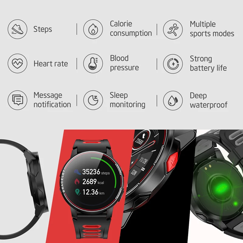 Nye L6 Smart Ur IP68 Vandtæt Sport Fitness Tracker pulsmåler Bluetooth Mænd Kvinder Smartwatch Til Xiaomi Huawei