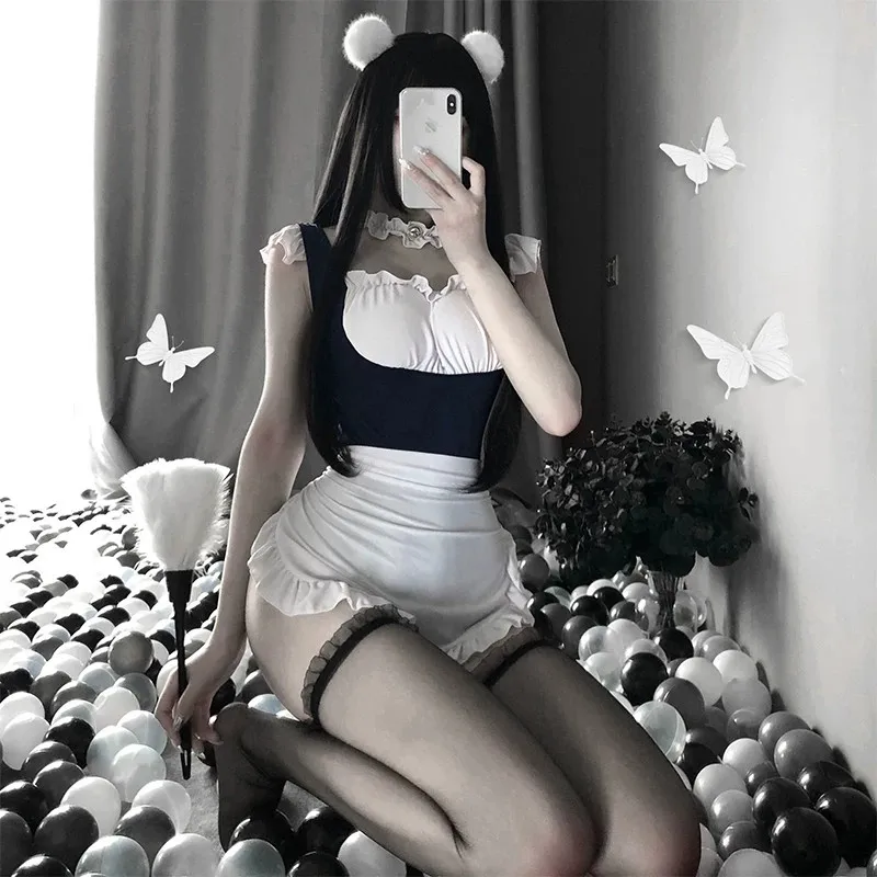 Japansk Sød Sexet Undertøj Cosplay Pige Sex Kostume Babydoll Kvinder Blonder Miniskirt Outfit Søde Lolita Anime Dress Stuepige Cosplay