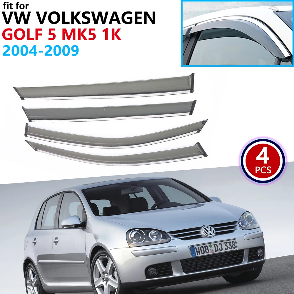 Til VW Volkswagen Golf 5 MK5 1K 2004~2009 Vindue Visor Vent Markiser Regn Vagt Deflektor Krisecentre Bil Tilbehør 2005 2007 2008
