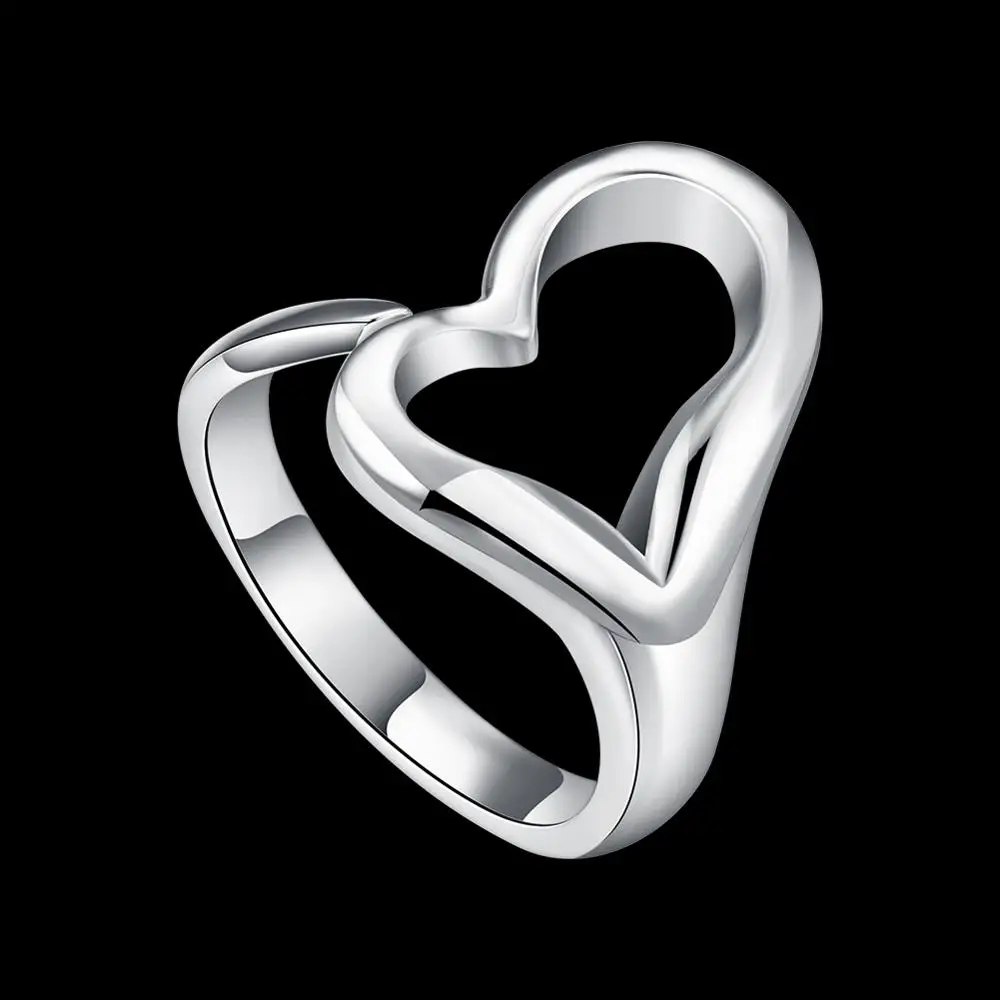 Den Nye 925 Sterling Sølv Hjerte-Formet Åben Ring Er Egnet Til Kvinder, Bryllup, Engagement Party Smykker
