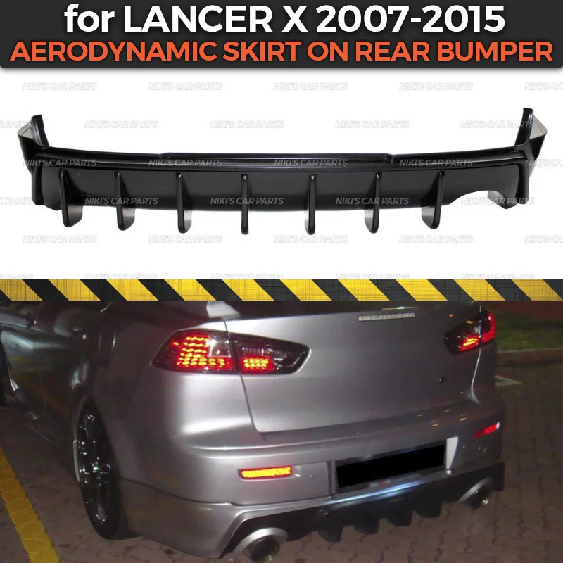 Aerodinamic nederdel på bageste kofanger til Mitsubishi Lancer X 2007-ABS plast body kit aerodynamiske pad dekoration bil styling