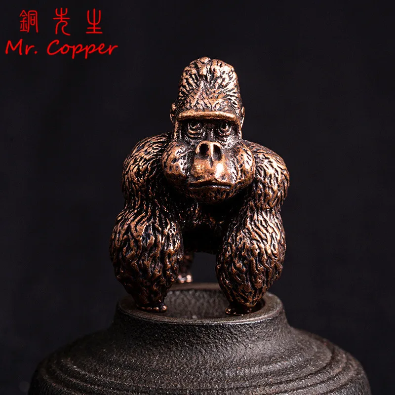 Ny Bronze Desktop Ornament, Dekoration Ren Rød Kobber Gorilla Te Pet Indretning Kontor Tabel Miniature Figurer Symbol på Styrke