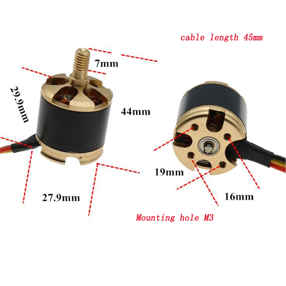 RC Fixed-wing Fly 2216 880KV Børsteløs Motor, 6mm CW CCW Tråd Aksel for Model Multicopter Fly F450 550 S500-3S-4S