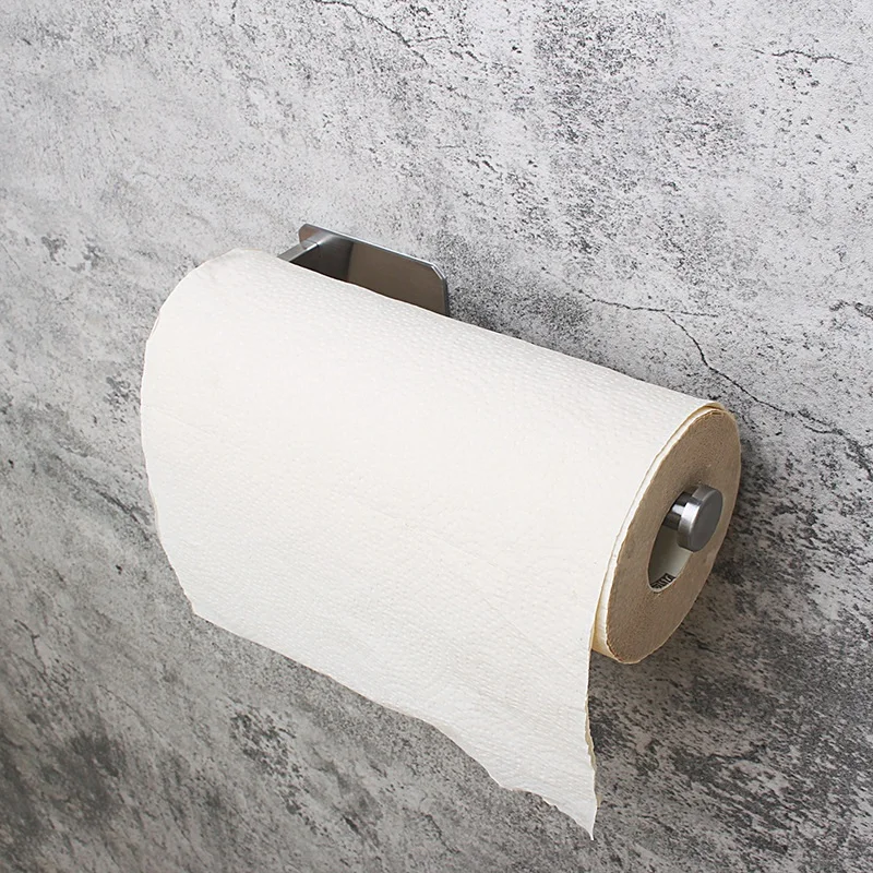 Køkken Rulle Papir, Selvklæbende Vægbeslag Papirholder Rustfrit Stål Toiletpapir Håndklæde Rack Tilbehør Indehavere