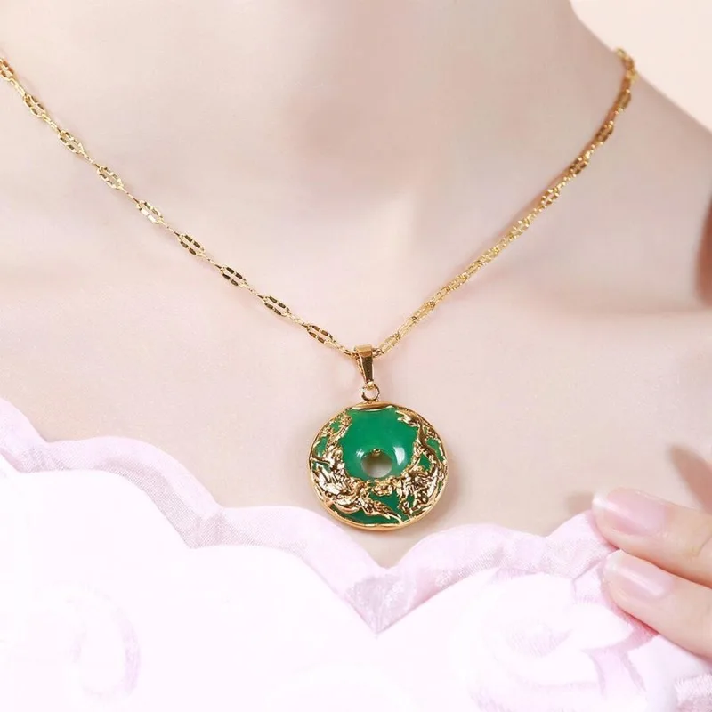 Naturlig Grøn Jade Vedhæng Dragon Phoenix 925 Sølv Halskæde Kinesiske Skåret Mode Charme Smykker Amulet for Mænd Gaver