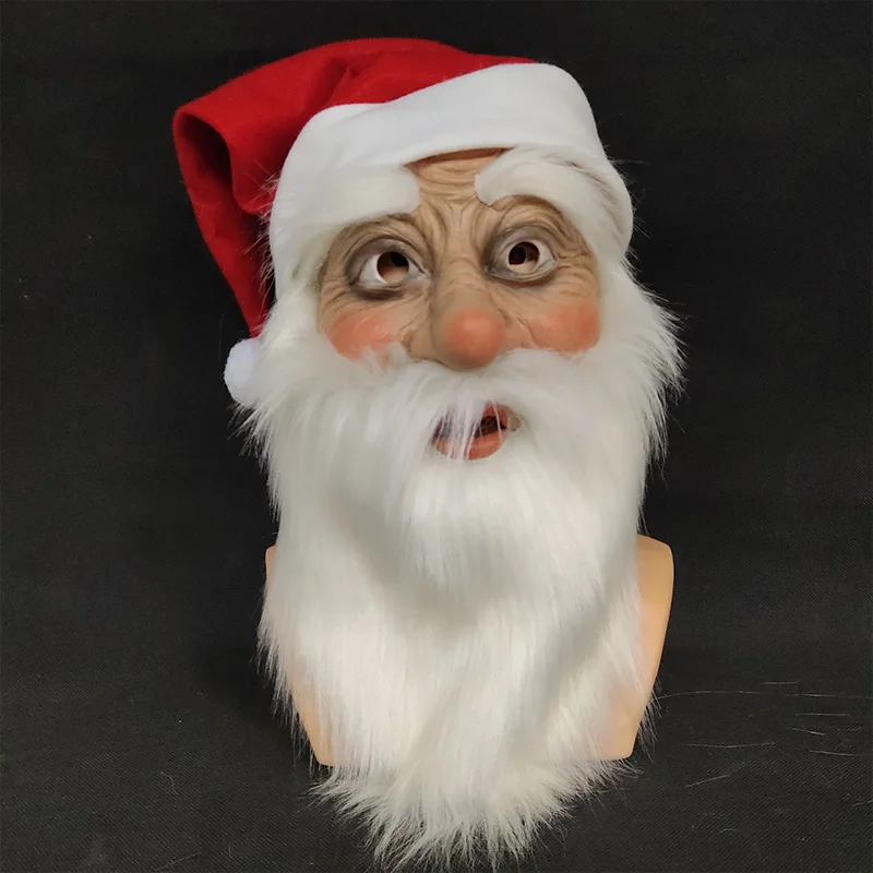Glædelig Jul Santa Claus Latex Maske Udendørs Ornamen Søde Santa Claus Maskerade Kostume Paryk, Skæg Kjole op Xmas Party