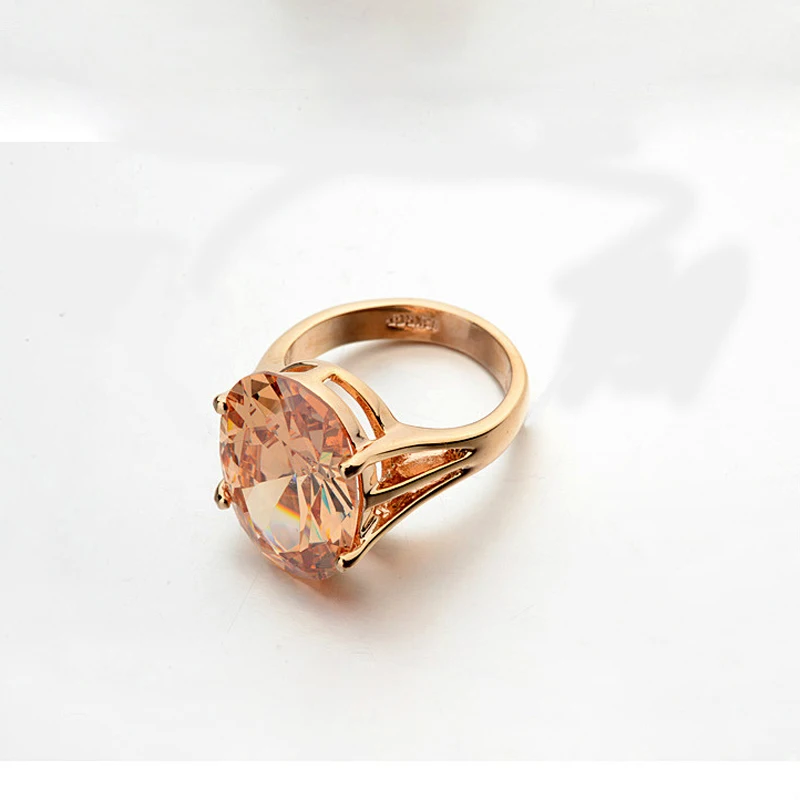 Ociki Champagne Crystal Ringe, Rose Guld Farve Oval CZ Ringe Part, Smykker til Kvinder, Kvindelige Gave Engros Dropshipping
