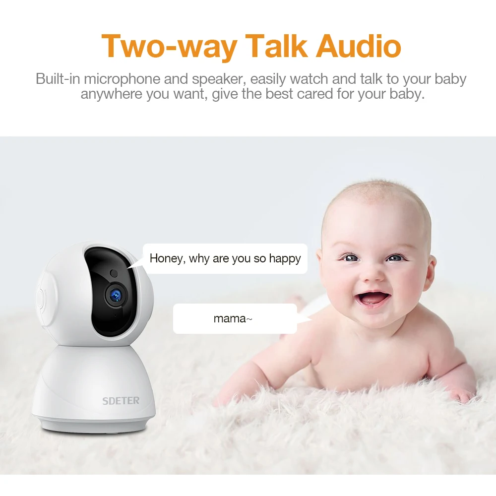 1080P babyalarm Med Wifi-Trådløst Night Vision Kamera Overvågning CCTV Sikkerhed IP-Video Cam For Børn Barnepige Og Pet-Cam